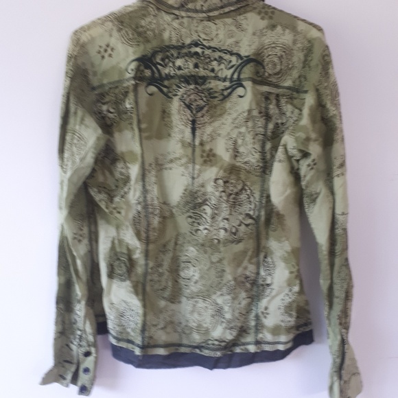 Prana Breathe Button Down Shirt Sz M Olive Green - Picture 2 of 5